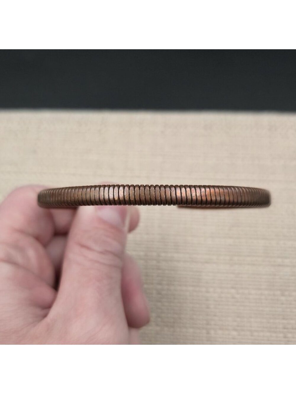 8 Inch Copper Handmade Textured Ribbed Cuff Bracelet B1247